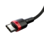 Kép 3/6 - Baseus Cafule USB Type-C - USB Type-C PD2.0 100W 20V 5A 2m szövet sodrott kábel gyorstöltéshez - fekete-piros
