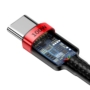 Kép 4/6 - Baseus Cafule USB Type-C - USB Type-C PD2.0 100W 20V 5A 2m szövet sodrott kábel gyorstöltéshez - fekete-piros