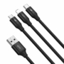 Kép 2/6 - Baseus Rapid Series 3 az 1-ben USB - micro-USB + USB-C + Lightning 3,5A 1,2m kábel - fekete