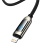 Kép 2/8 - Baseus Display Fast Charging USB-C - Lightning PD 20W 2m kábel kijelzővel - fekete