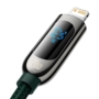 Kép 3/11 - Baseus Display Fast Charging USB-C - Lightning PD 20W 1m kábel kijelzővel - zöld