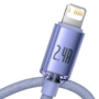 Kép 2/4 - Baseus Crystal USB - Lightning 2,4A 2m kábel - lila