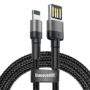 Kép 1/5 - Baseus Cafule USB - Lightning 2,4A 1m kétoldalas kábel - szürke-fekete