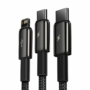 Kép 4/8 - Baseus Tungsten Gold 3 az 1-ben USB - USB-C + Lightning + micro-USB 3,5A 1,5m kábel - fekete