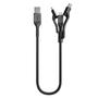 Kép 1/3 - Nomad Kevlar 3-az-1-ben USB - USB-C + Lightning + Micro-USB 0,3m kábel - fekete