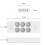 Kép 3/5 - Orico hálózati elosztó túlfeszültségvédelemmel, 6 aljzat + 5x USB, 4000W - fehér