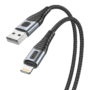Kép 1/2 - Vipfan X10 USB - Lightning 3A 1,2m fonott kábel - fekete