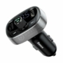 Kép 1/9 - Baseus autós töltő, Bluetooth FM Transzmitter T-Typed MP3 USB TF microSD 3.4A ezüst-fekete