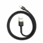 Kép 1/4 - Baseus Cafule USB - Lightning 2,4A 1m kábel - fekete-arany