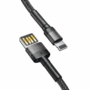 Kép 2/5 - Baseus Cafule USB - Lightning 2,4A 1m kétoldalas kábel - szürke-fekete