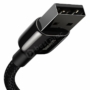 Kép 2/4 - Baseus Tungsten Gold USB - Lightning 2,4A 1m szövet sodrott kábel - fekete