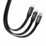 Kép 3/4 - Baseus Traction USB-C - micro-USB + Lightning + USB-C 100W 1,7m feltekerhető lapos kábel - fekete