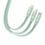 Kép 3/4 - Baseus Traction USB-C - micro-USB + Lightning + USB-C 100W 1,7m feltekerhető lapos kábel - zöld-fehér