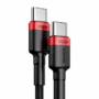 Kép 2/4 - Baseus Cafule USB Type-C - USB Type-C PD2.0 100W 20V 5A 2m szövet sodrott kábel gyorstöltéshez - fekete-piros