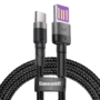 Kép 1/9 - Baseus Cafule Huawei SuperCharge USB - USB-C QC3.0 5A 1m kábel - fekete-szürke