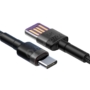 Kép 3/9 - Baseus Cafule Huawei SuperCharge USB - USB-C QC3.0 5A 1m kábel - fekete-szürke
