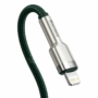 Kép 5/6 - Baseus Cafule Metal USB-C - Lightning PD 20W 1m kábel - sötétzöld