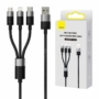 Kép 1/3 - Baseus StarSpeed USB - USB-C + MicroUSB + Lightning 3,5A 1,2m szövet kábel - fekete
