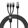 Kép 2/3 - Baseus StarSpeed USB - USB-C + MicroUSB + Lightning 3,5A 1,2m szövet kábel - fekete