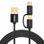 Kép 1/5 - Choetech 2 az 1-ben kábel,  USB - USB Type C / micro USB, 1.2m,  3A - fekete