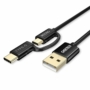 Kép 2/5 - Choetech 2 az 1-ben kábel,  USB - USB Type C / micro USB, 1.2m,  3A - fekete