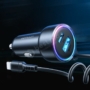 Kép 3/6 - Joyroom CL08 45W USB + USB-C autós szivargyújtó töltő + 1,5m Lightning kábel - fekete