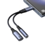 Kép 2/5 - Joyroom SY-C02 USB-C - USB-C + 3,5mm jack DAC audio és töltés elosztó adapter - fekete