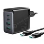 Kép 6/10 - Joyroom TCG02 GaN 67W 2xUSB + 2xUSB-C hálózati töltő + USB-C - USB-C 100W 1,2m kábel - fekete