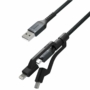 Kép 2/3 - Nomad Kevlar 3-az-1-ben USB - USB-C + Lightning + Micro-USB 0,3m kábel - fekete