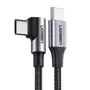 Kép 1/2 - UGREEN US255 USB-C - USB-C QC3.0 PD 3A 60W 1m derékszögű kábel - fekete