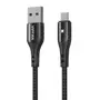 Kép 1/3 - Vipfan Colorful X13 USB - micro-USB 3A 1,2m sodrott kábel - fekete