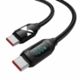 Kép 1/5 - Wozinsky WUCCC1 USB-C - USB-C 100W PD 1m kábel kijelzővel gyorstöltéshez - fekete