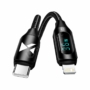 Kép 1/5 - Wozinsky WUCLC2 USB-C - Lightning  36W 1m kábel kijelzővel - fekete