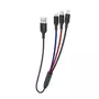 Kép 1/5 - Dudao 3-az-1-ben USB - USB Type-C + Lightning + Micro-USB 5A 38cm kábel - fekete
