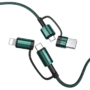 Kép 1/6 - Joyroom 4az1-ben  USB Type-C / USB - USB Type-C / Lightning PD 3A 60W 1,8m kábel - zöld