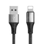 Kép 1/8 - Joyroom USB - Lightning 3A 1m szövet sodrott kábel - fekete