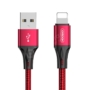Kép 1/6 - Joyroom USB - Lightning 3A 1,5m szövet sodrott kábel - piros