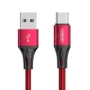 Kép 1/3 - Joyroom USB - USB Type C 3A 0,2m szövött kábel - piros