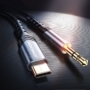 Kép 3/9 - Joyroom HI-FI audio USB-C - 3,5mm jack szövet sodrott 1m kábel - fekete