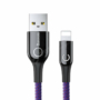 Kép 1/8 - Baseus C-shaped USB - Lightning 2,4A 1m kábel töltést jelző fénnyel és automatikus töltés leállítással - lila