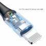 Kép 5/8 - Baseus C-shaped USB - Lightning 2,4A 1m kábel töltést jelző fénnyel és automatikus töltés leállítással - lila