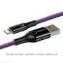 Kép 7/8 - Baseus C-shaped USB - Lightning 2,4A 1m kábel töltést jelző fénnyel és automatikus töltés leállítással - lila