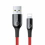 Kép 1/9 - Baseus C-shaped USB - Lightning 2,4A 1m kábel töltést jelző fénnyel és automatikus töltés leállítással - piros