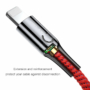 Kép 4/9 - Baseus C-shaped USB - Lightning 2,4A 1m kábel töltést jelző fénnyel és automatikus töltés leállítással - piros