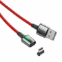 Kép 1/11 - Baseus Magnetic Zinc USB - Lightning 2,4A 1m mágneses szövet kábel - piros