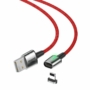 Kép 4/11 - Baseus Magnetic Zinc USB - Lightning 2,4A 1m mágneses szövet kábel - piros