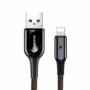 Kép 1/8 - Baseus X-type USB - Lightning 2A 0,5m szövet kábel jelzőfénnyel - fekete