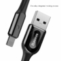 Kép 2/8 - Baseus X-type USB - Lightning 2A 0,5m szövet kábel jelzőfénnyel - fekete