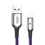 Kép 1/8 - Baseus X-type USB - Lightning 2,4A 0,5m kábel jelzőfénnyel - lila