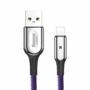 Kép 1/8 - Baseus X-type USB - Lightning 2,4A 0,5m kábel jelzőfénnyel - lila